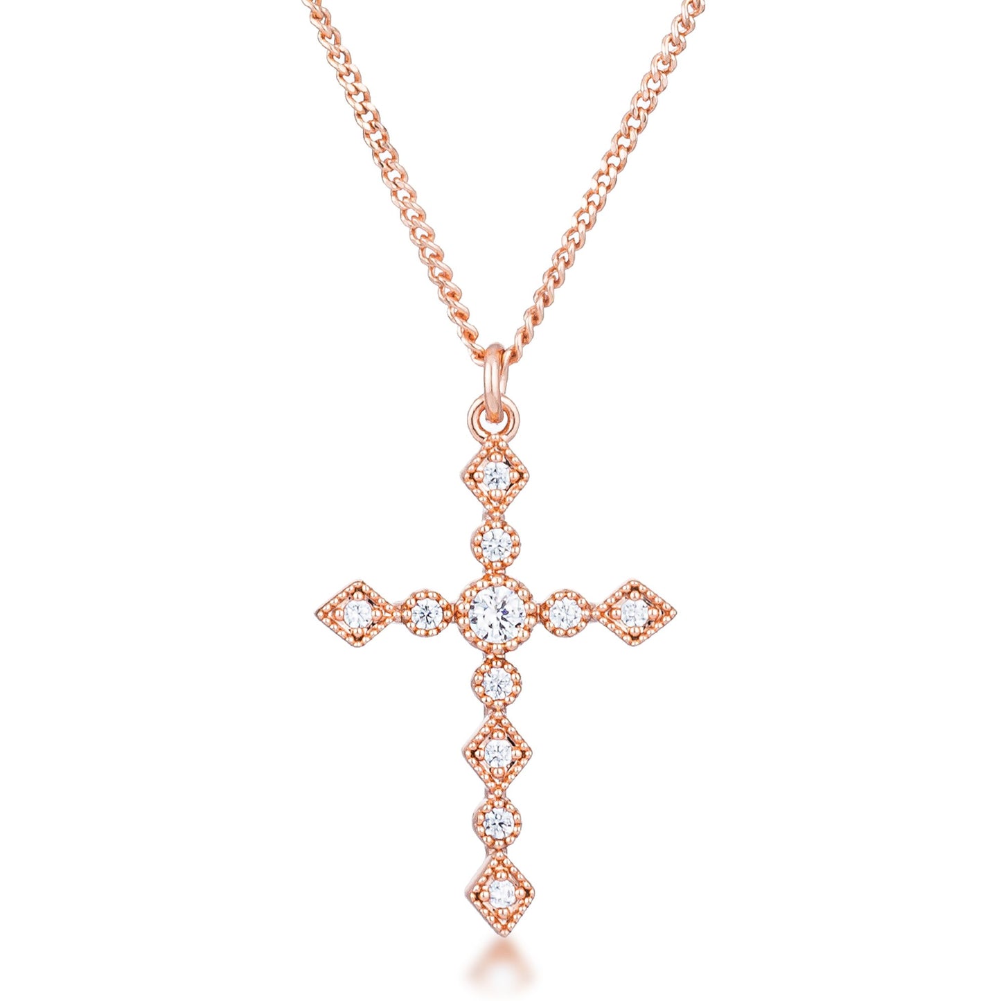 Ida Danity Art Deco CZ Silver Cross Pendant