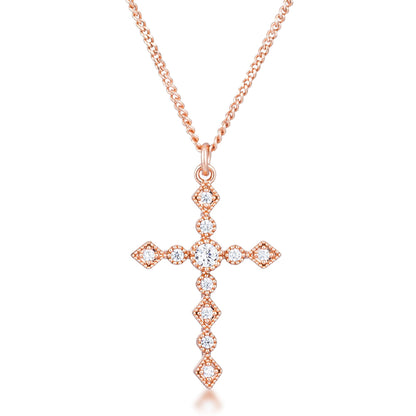 Jelana Vintage CZ Silver Cross Pendant