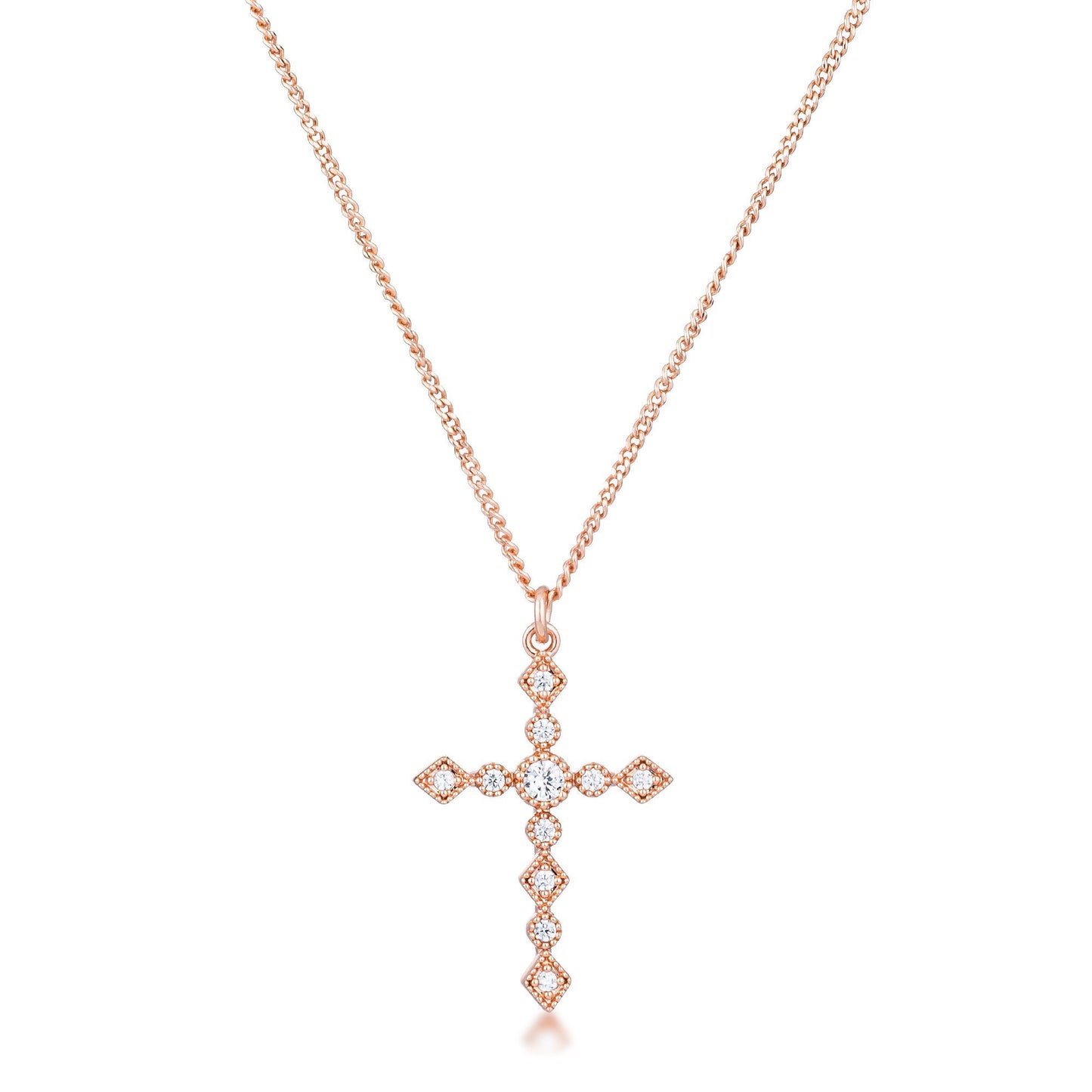 Jelana Vintage CZ Gold Cross Pendant