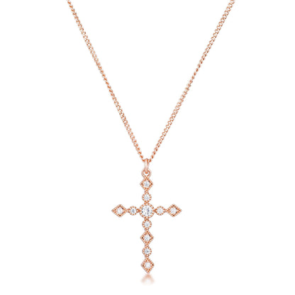 Jelana Vintage CZ Gold Cross Pendant