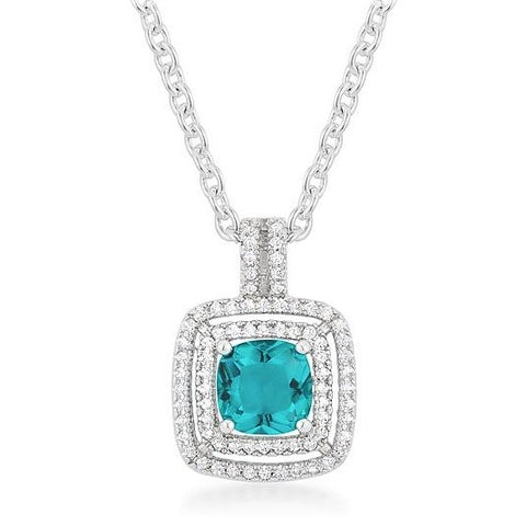 Idella Aqua Cushion Double Halo Pendant | 4.5ct