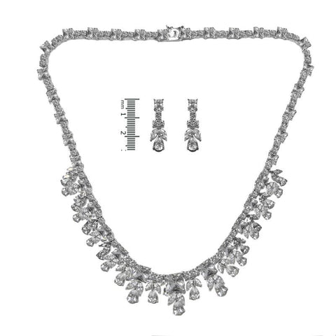 Ingrid CZ Royal Cluster Necklace Set