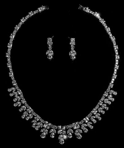 Ingrid CZ Royal Cluster Necklace Set