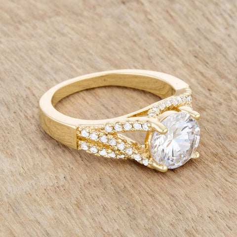 Irine Round CZ Gold Engagement Ring | 2.5ct | 14k Gold
