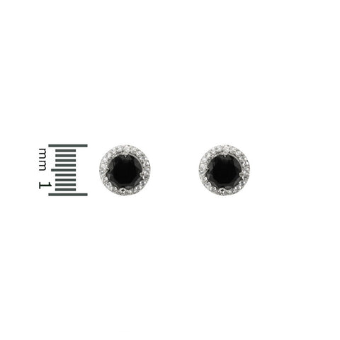 Isla Black Round Halo CZ Stud Earrings - 10mm | 1.2ct