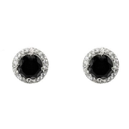 Isla Black Round Halo CZ Stud Earrings - 10mm | 1.2ct