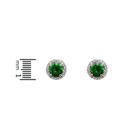 Isla Emerald Round Halo CZ Stud Earrings - 10mm | 1.2ct