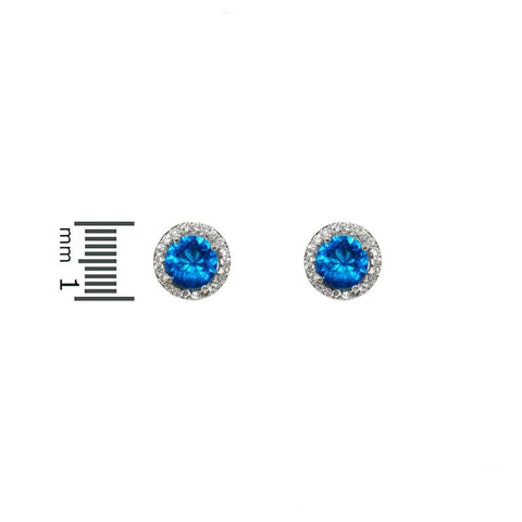Isla Sapphire Round Halo CZ Stud Earrings – 10mm | 1.2ct