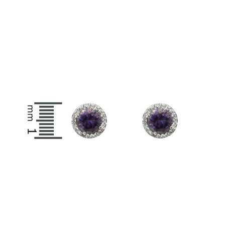 Isla Amethyst Round Halo CZ Stud Earrings - 10mm | 1.2ct