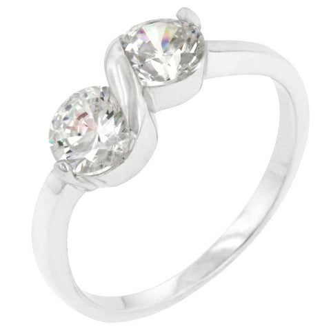 Isoka Two Stone  Fashion Ring | 1ct | Cubic Zirconia | Sterling Silver
