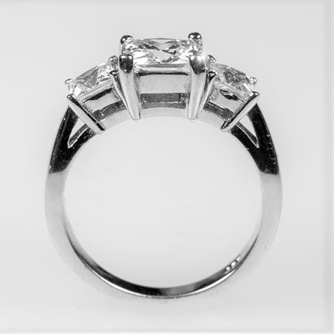 Isotta Three Stone Princess Cut Engagement Ring | 3ct | Cubic Zirconia | Sterling Silver