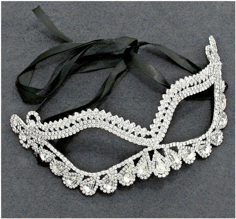 Itica Tear Drop Halo Masquerade Mask | Silver | Crystal