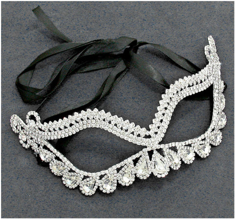 Itica Tear Drop Halo Masquerade Mask | Silver | Crystal - Beloved Sparkles
 - 1