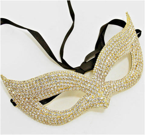 Ivanna Cluster Cat Eye Statement Gold Masquerade Mask | Crystal | Gold