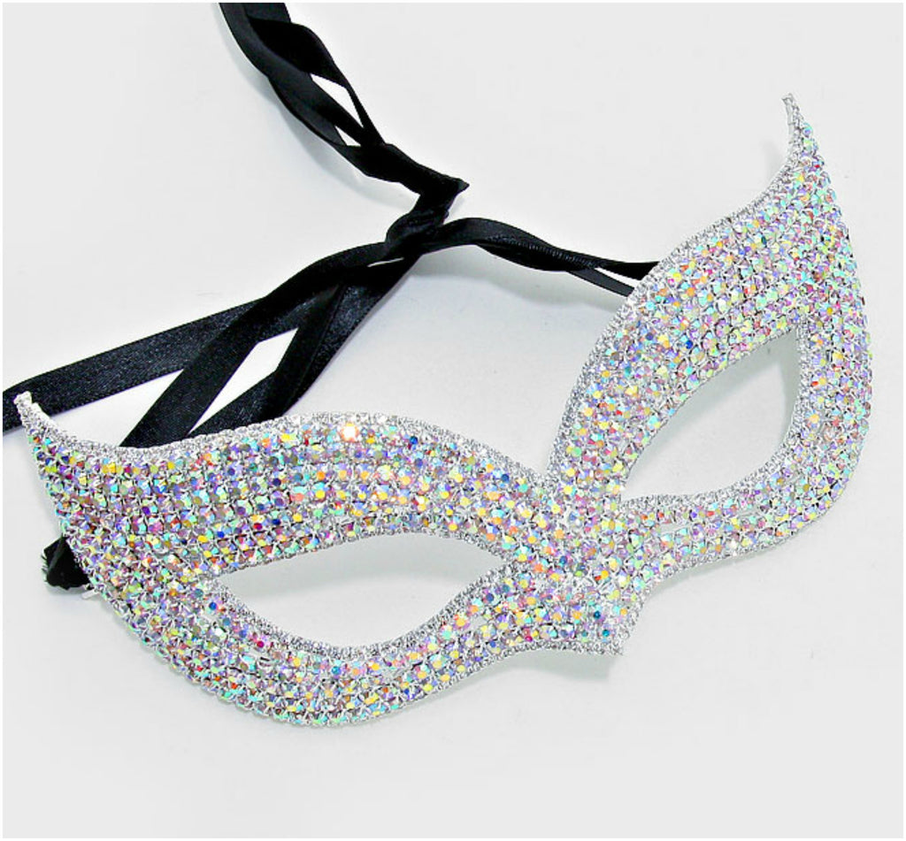 Ivanna Multi Color Cluster Cat Eye Statement Masquerade Mask | Crystal - Beloved Sparkles
 - 1