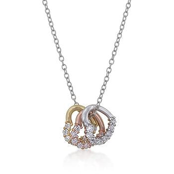Jada Tri-tone-Hearts CZ Pendant Necklace | 3ct - Beloved Sparkles