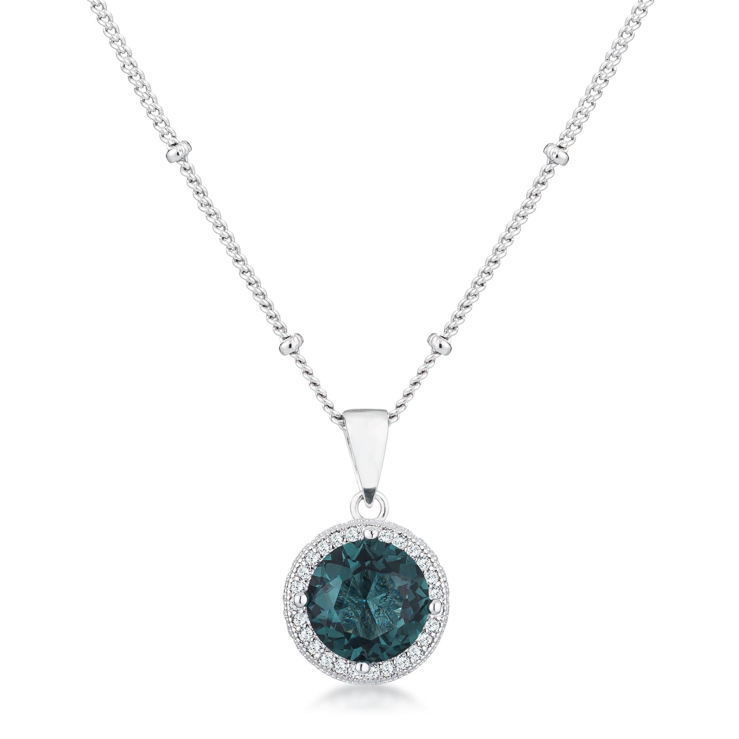 Jan 9mm Blue Green CZ Round Halo Silver Earrings | 2.9ct