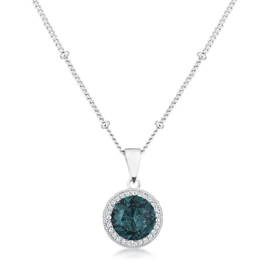 Jan 9mm Blue Green CZ Round Halo Silver Earrings | 2.9ct