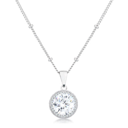 Jan 9mm Clear CZ Round Halo Silver Earrings | 2.9ct
