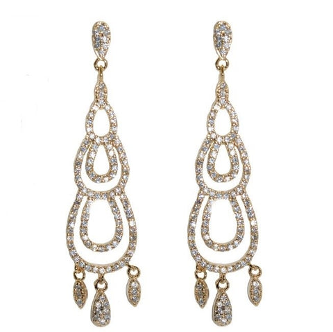 Janalyn CZ Gold Chandelier Earrings | 18k Gold