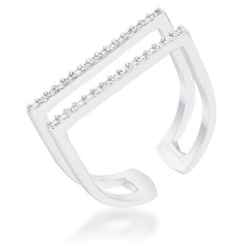 Jenn Pave Parallel Silver Fashion Ring | .2ct
