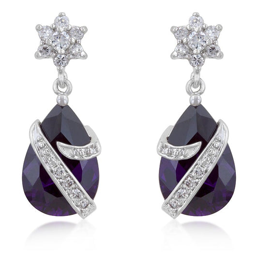 Jenn Ribbon Wrapped Amethyst CZ Drop Earrings | 6.5ct