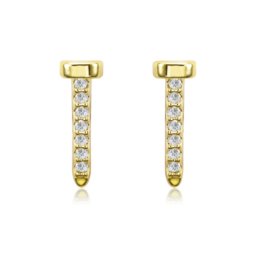 Jenny Danity CZ Gold Nail Stud Earrings