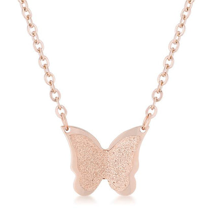 Jess Butterfly Rose Gold Necklace | Stainless Steel
