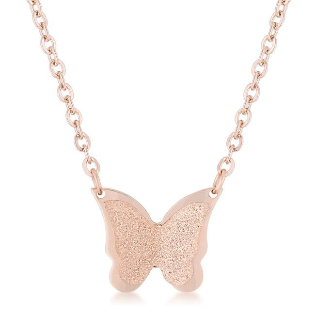 Jess Butterfly Rose Gold Necklace | Stainless Steel