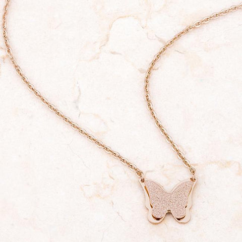 Jess Butterfly Rose Gold Necklace | Stainless Steel