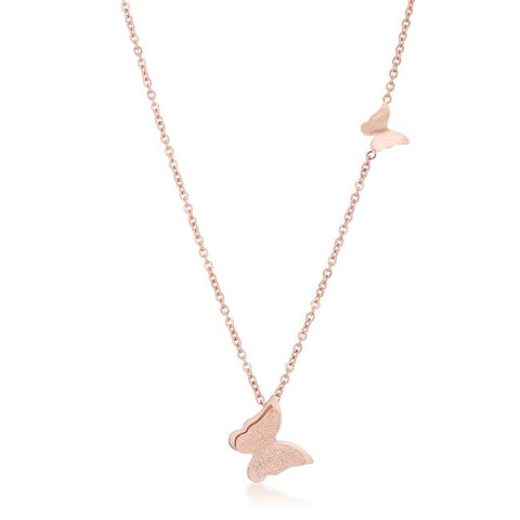 Jess Butterfly Rose Gold Necklace | Stainless Steel