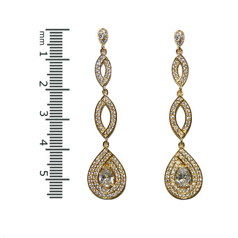 Jevette Linear Gold Chandelier Earrings | 60mm