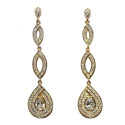 Jevette Linear Gold Chandelier Earrings | 60mm