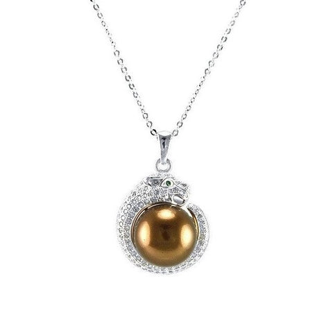 Jozoe Gold Pearl CZ Panther Pendant