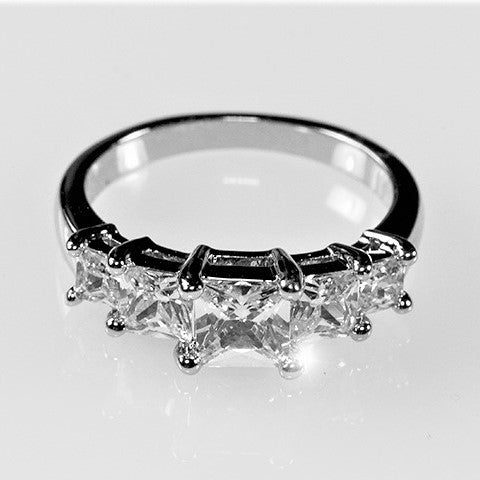 Johanna 5-Stone Princess CZ Anniversary Ring | 2ct