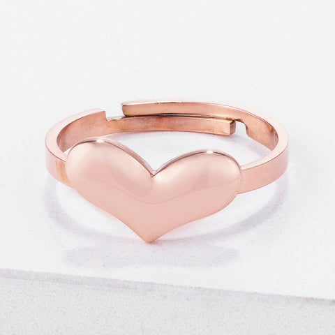 Jorie Stainless Steel Adjustable Rose Gold Heart Ring
