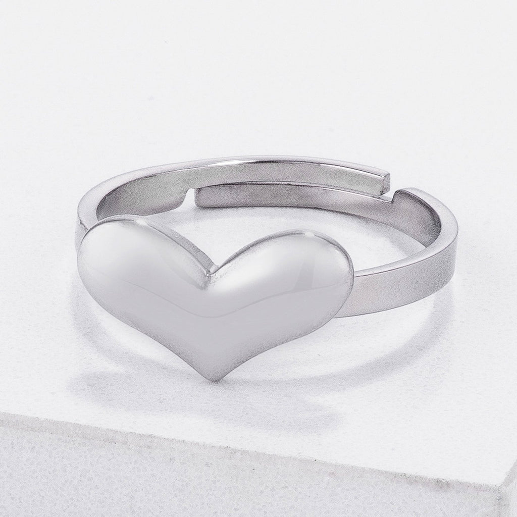 Jorie Stainless Steel Adjustable Silver Heart Ring