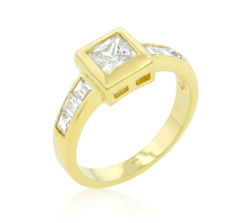 Jovi Simple Golden Square Bezel Ring | 2ct | 18k Gold