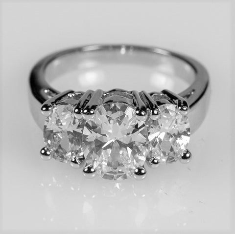 Jucinda Three Stone  Oval Cut Engagement Ring | 4 Carat | Cubic Zirconia