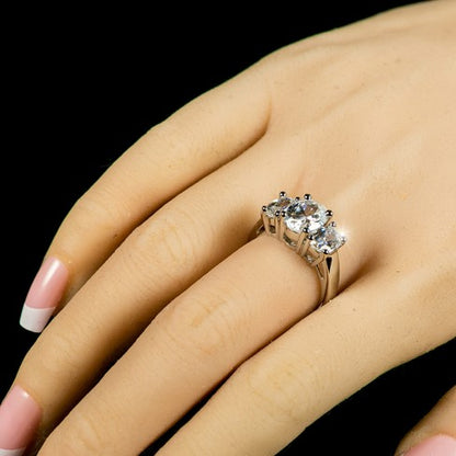 Jucinda Three Stone  Oval Cut Engagement Ring | 4 Carat | Cubic Zirconia
