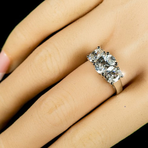 Jucinda Three Stone  Oval Cut Engagement Ring | 4 Carat | Cubic Zirconia