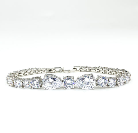 Julian Elegant Pear Cut CZ Statement Bracelet  | 7.5in
