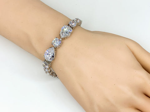 Julian Elegant Pear Cut CZ Statement Bracelet  | 7.5in