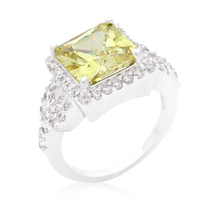 Kara Canary Yellow Princess Cut Halo Cocktail Ring | 6ct