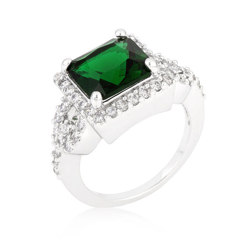 Kara Emerald Green Princess Cut Halo Cocktail Ring | 7 Carat | Cubic Zirconia - Beloved Sparkles
 - 2