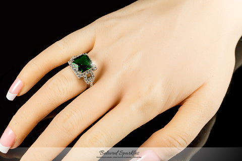 Kara Emerald Princess Halo Cocktail Ring | 6ct