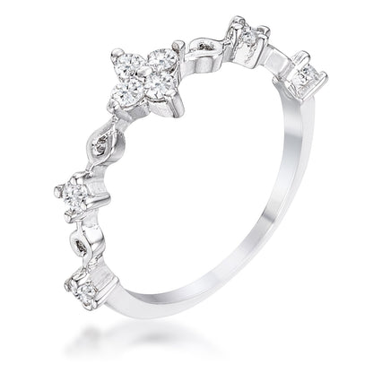 Karlotta Mini Floral Half Eternity Stackable Ring |0 .3ct
