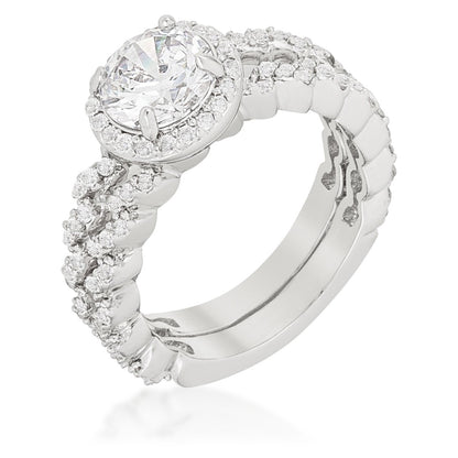 Kassidy Zig Zag 2ct Round Engagement Wedding Ring Set | 3.5ct