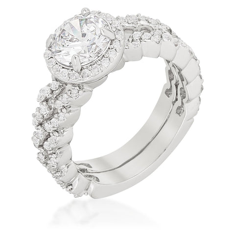 Kassidy Zig Zag 2ct Round Engagement Wedding Ring Set | 3.5ct