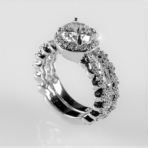 Kassidy Zig Zag 2ct Round Engagement Wedding Ring Set | 3.5ct